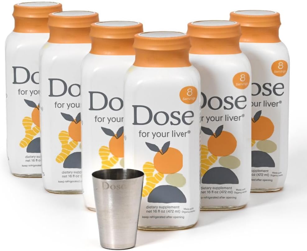 Dose for Your Liver Cleanse Detox & Repair, Made with Organic Milk Thistle Supplement with Turmeric, Dandelion, Ginger, and Orange, Supports Healthy Liver Function,16oz Bottle
